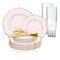 Smarty Had A Party Pink with Gold Rim Round Blossom Disposable Plastic Wedding Value Set, 720PK 4840PG-VS120 - alternate 1